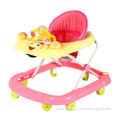 Red Plastic Adjustable Baby Walker 6 Wheel Kids Walker With Musical For Girls